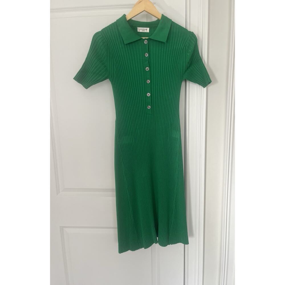 Jovonna London women’s knit collar dress Sz. S green dopamine academia